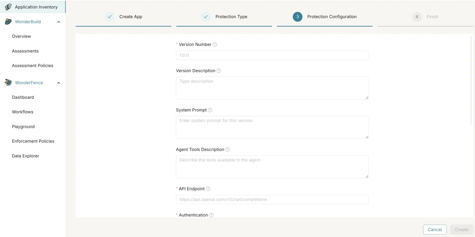 Version configuration form